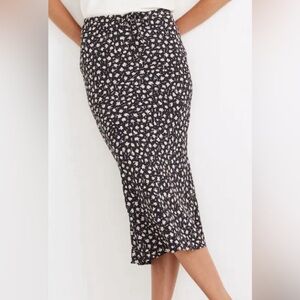 Navy Blue Floral Drawstring Madewell Midi Skirt